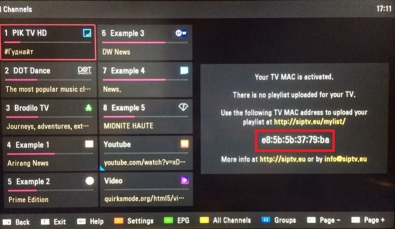 Where to find the MAC address in Smart IPTV