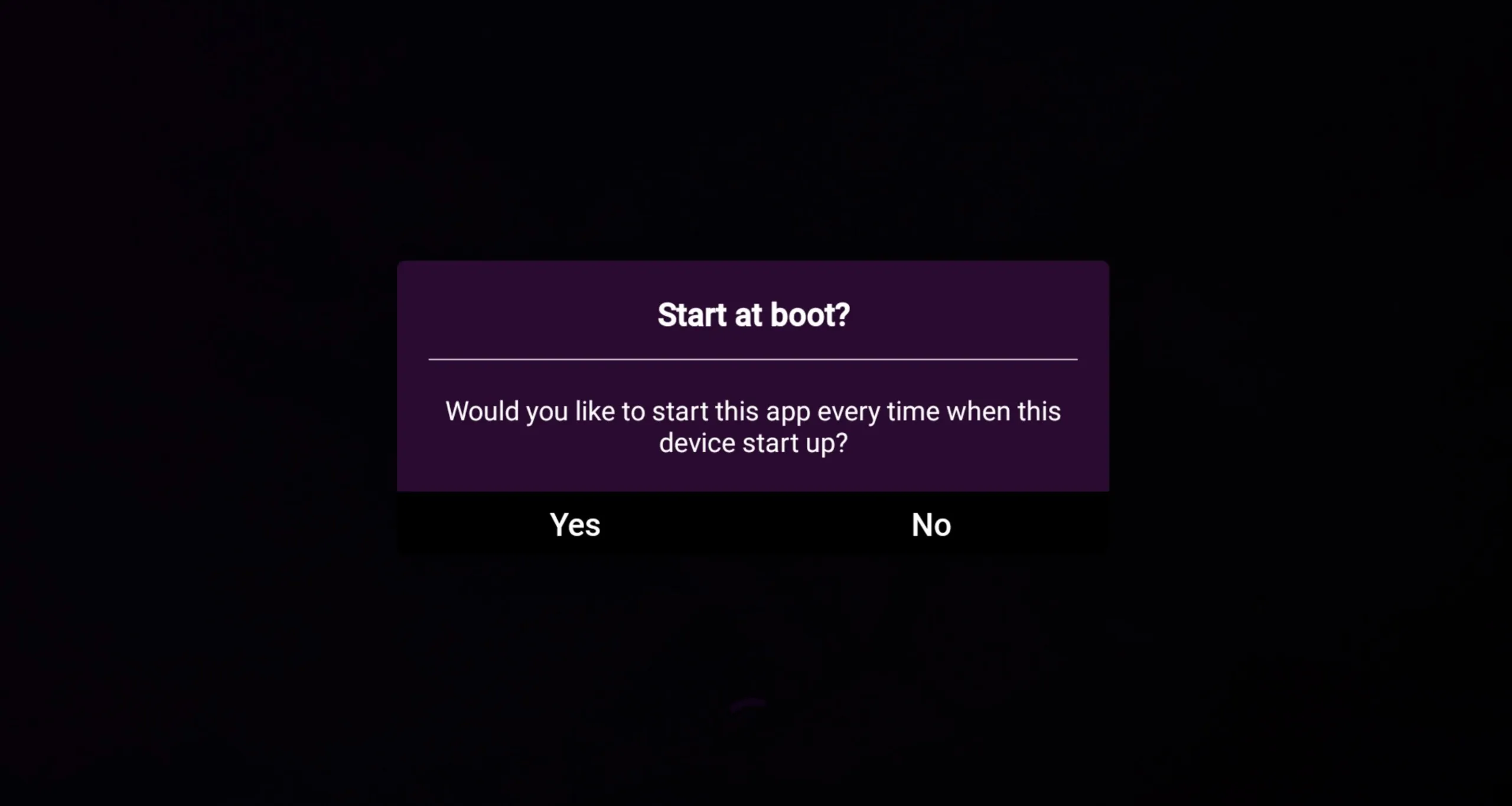 IPTV Smart Purple Player Start at boot prompt asking to auto-launch on device startup